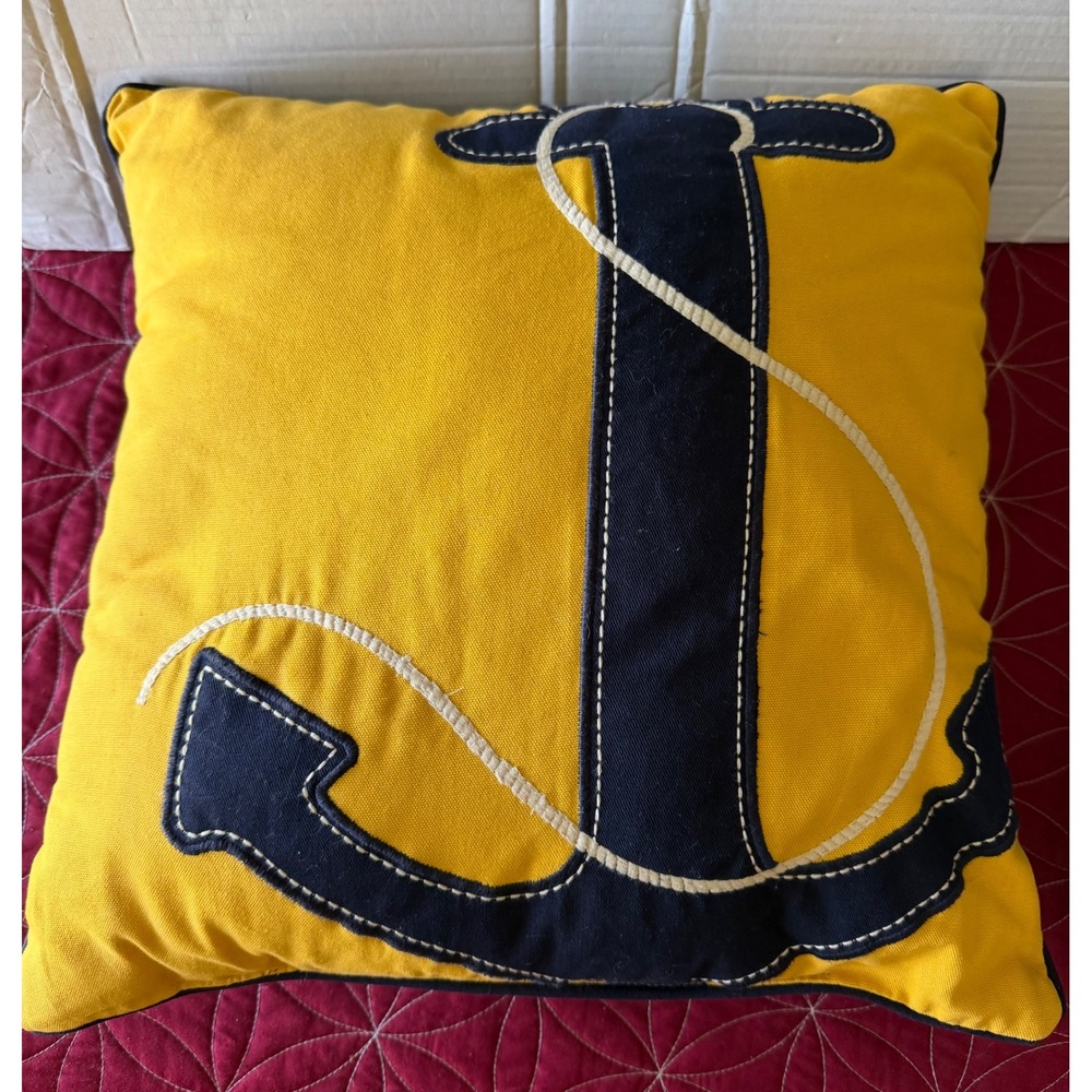 Threshold Gold Pharaoh Anchor Nautical Blue Coastal Decorative Throw